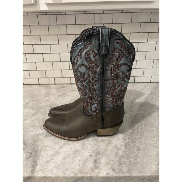 Smoky Mountain Boots Mens Size 9.5 Blue Embroidered Western Cowboy Leather 6684 - Picture 2 of 7